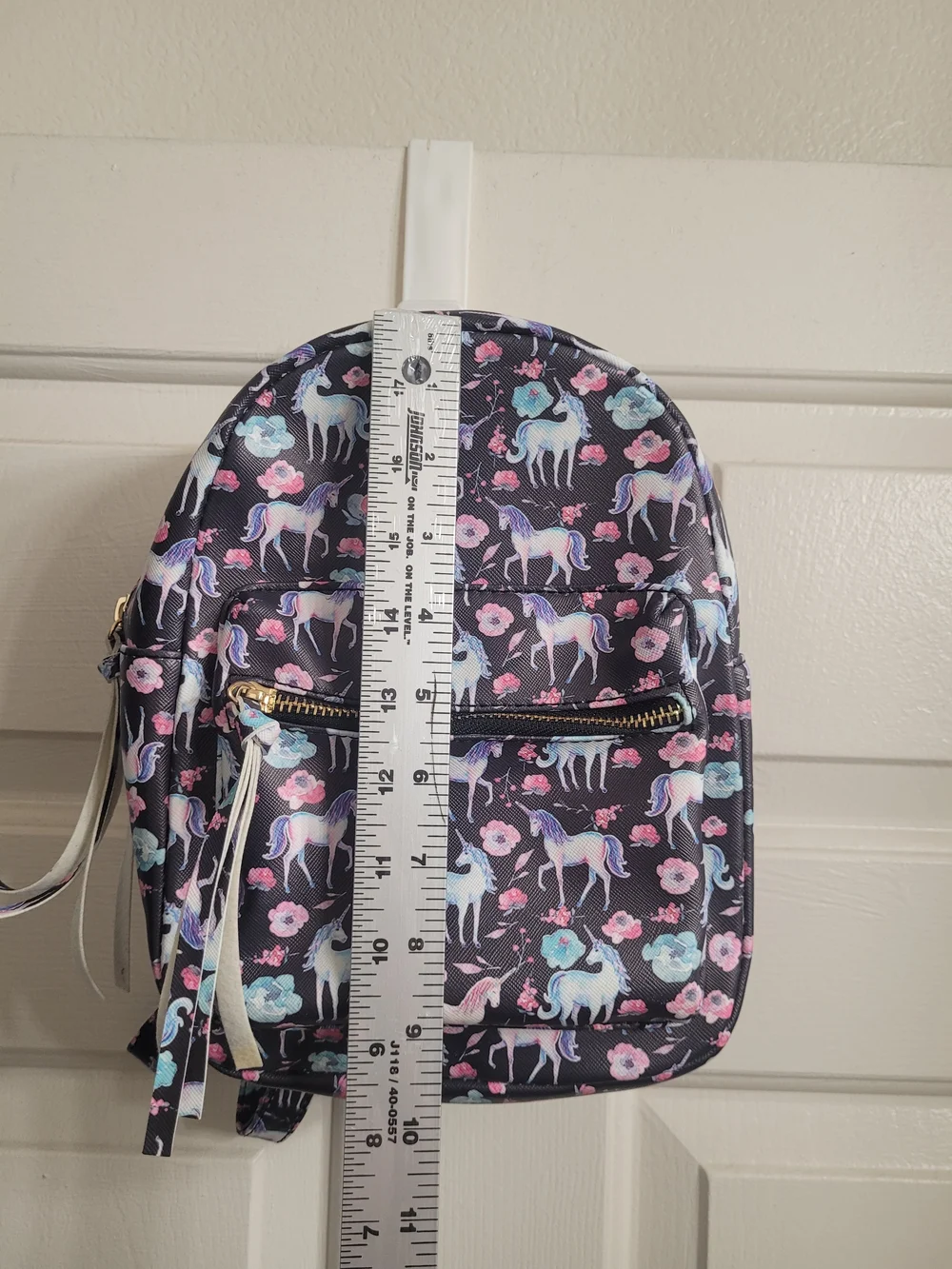 Kids Unicorn Print Mini Backpack - Black with Pastel Unicorns